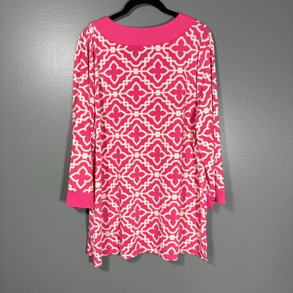 Charlie Paige Women's Retro Glam Pink & White Patterned Top - Size XL - Resort - Picture 6 of 6